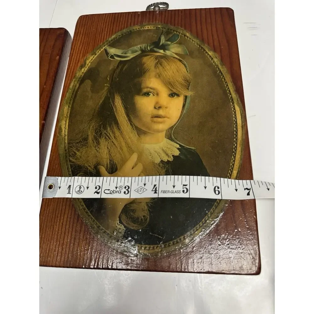 Vintage Victorian Portrait Wall Art Set 2‎ Wood Frame Girl Cottagecore Decor